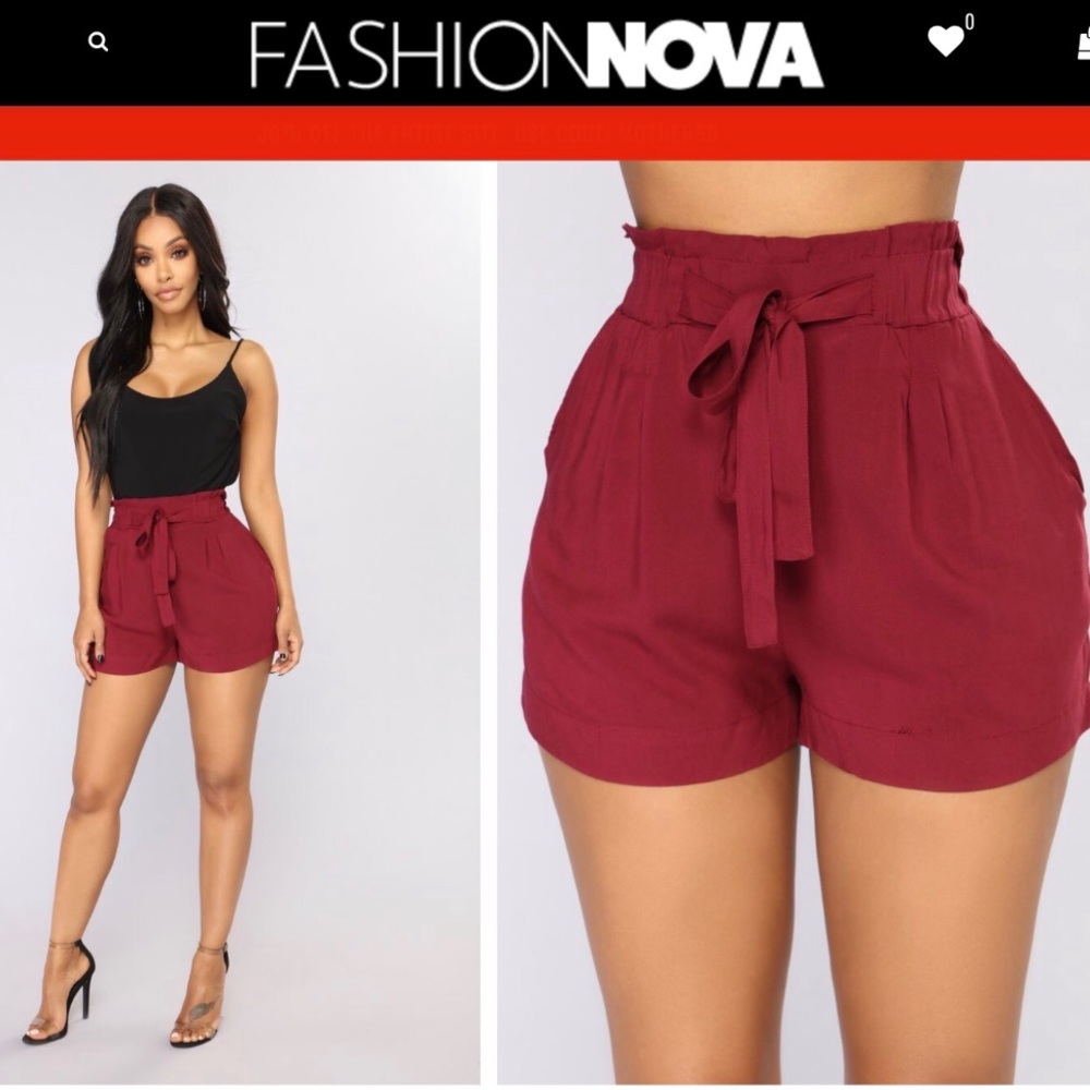 Rosie tie waist shorts- Bergundy